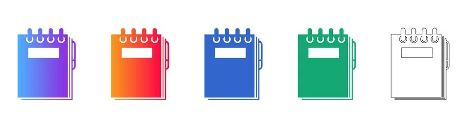 Spiral Notepad Icon Set for Organization Stock Illustration
