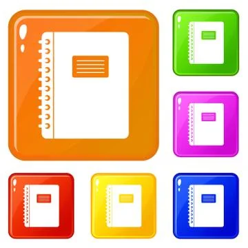 Spiral notepad icons set vector color イラスト素材