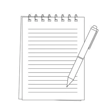 Spiral notepad in line with pen Stock Illustration