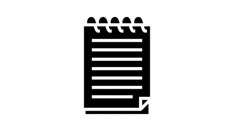 Spiral notepad list glyph icon animation Stock Footage 326151349