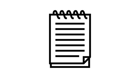Spiral notepad list line icon animation Stock Footage 326130809