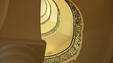 Spiral old staircase, abstract point of view Stock Footage 74660472