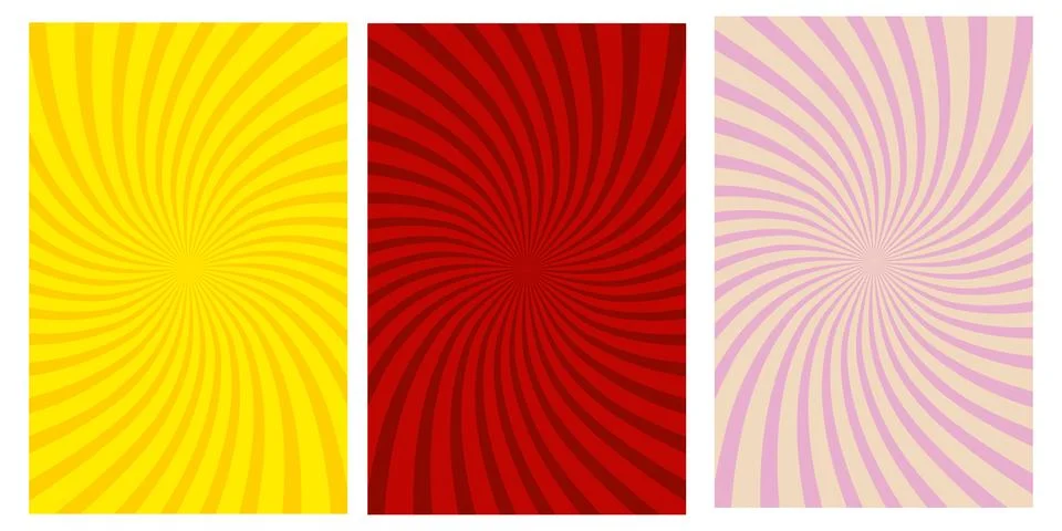 Spiral Panel Illusions  Abstract Radiating Line Pattern Trio Design イラスト素材