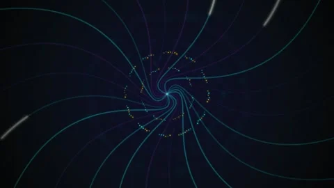 Spiral particle vortex rotating seamless loop motion background Video stock 344971902