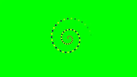 A spiral pattern of alternating yellow and dark purple dots on green screen 動画素材 340267436