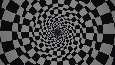 Spiral pattern of black and gray squares creates a tunnel Stock Footage 339577438
