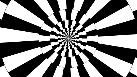 Spiral pattern with black and white squares creating depth illusion Stock Footage 336994396
