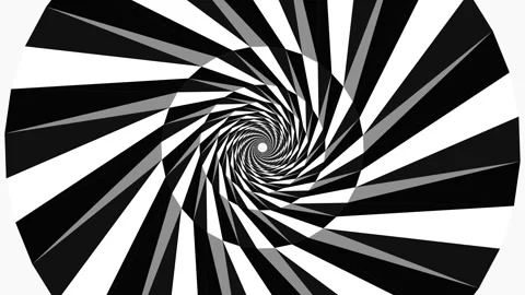 Spiral pattern in black and white creates a dynamic visual effect Stock Footage 336994567