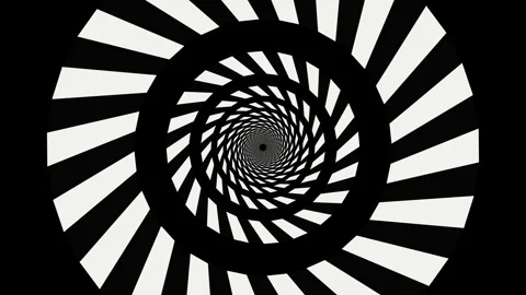 Spiral pattern in black and white with a central point of focus Stock Footage 336995732