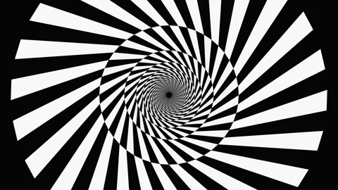 Spiral pattern with black and white stripes creating depth effect Stock Footage 337073467