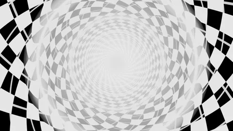 Spiral pattern with black and white checkered design in motion Stock Footage 337389002