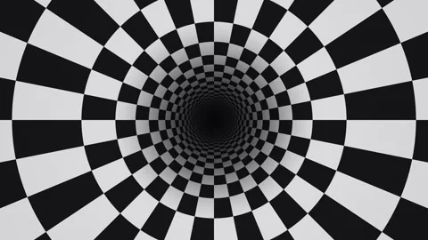 Spiral pattern with black and white checkerboard design Stock Footage 338293121