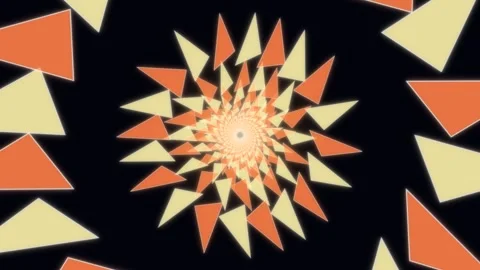 Spiral pattern with colorful geometric shapes in motion Stock Footage 336995136