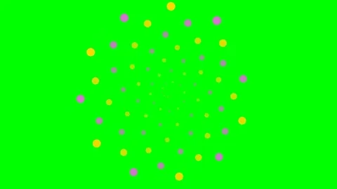 A spiral pattern of colorful yellow and purple dots on a bright green backg.. 動画素材 340266365