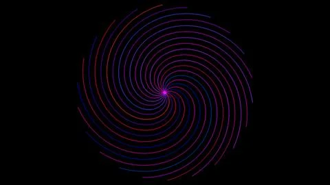 Spiral pattern with dark background and colorful lines moving inward Stock Illustration