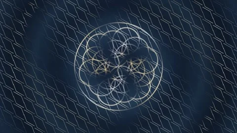Spiral pattern design on dark background with lines and shapes Stock Footage 337233614