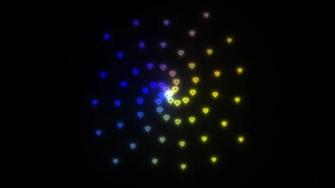 A spiral pattern formed by small lights in blue and yellow Stock Footage 338300194