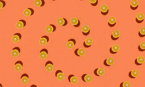Spiral pattern of fresh orange sliced fruit Stock Photos