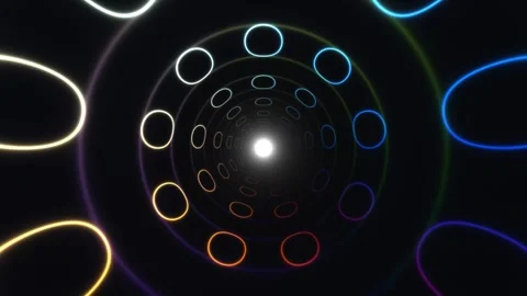 Spiral pattern with glowing circles on a dark background 스톡 동영상 338014737