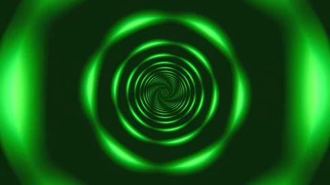 Spiral pattern glowing in green light with a circular design Stock Illustration