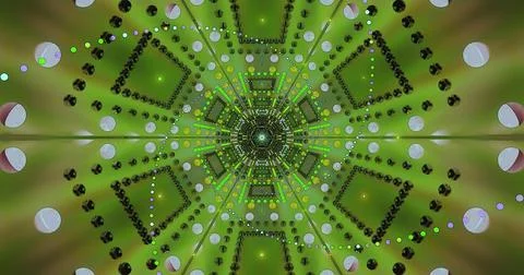 Spiral pattern of green and black shapes in a dynamic design イラスト素材