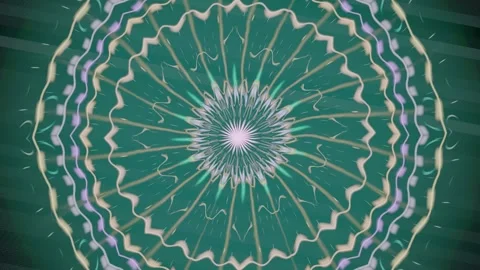 Spiral pattern with lines and shapes on a green background Stock Footage 337389829