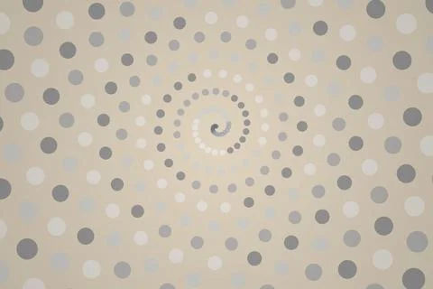 Spiral pattern made of beige gray dots on a light background Stock Photos