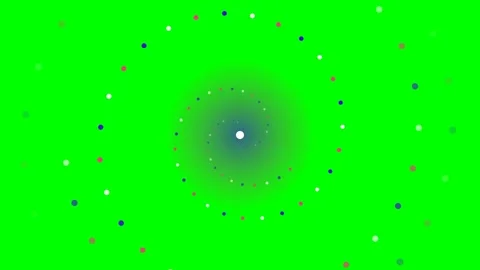 A spiral pattern of multicolored dots on a vibrant green screen background Stock Footage 340266186