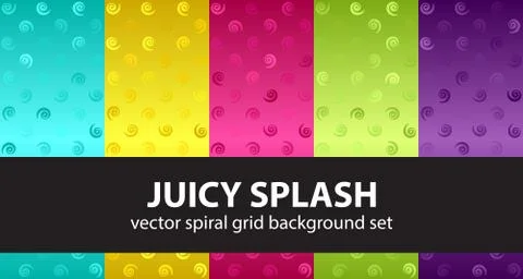 Spiral pattern set Juicy Splash. Vector seamless backgrounds Illustrazione stock