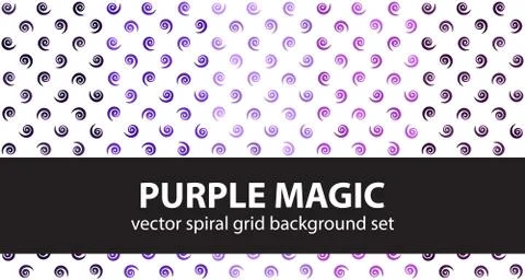 Spiral pattern set Purple Magic. Vector seamless backgrounds Stock Illustration