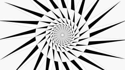 Spiral pattern with sharp triangles in black and white colors Stock Footage 336995031