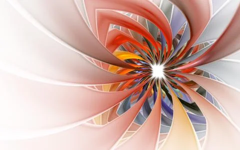 Spiral Petal Fireworks computer-generated image. Abstract fractal of Beautifu Stock Illustration