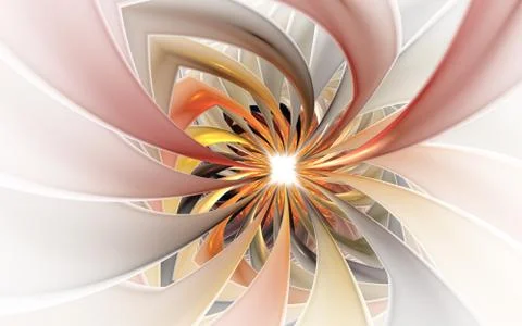 Spiral Petal Fireworks computer-generated image. Abstract fractal of Beautifu Stock Illustration