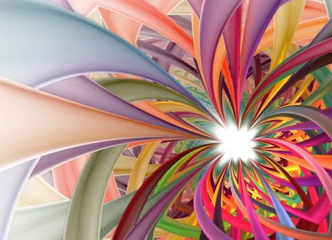 Spiral Petal Fireworks computer-generated image. Abstract fractal of Beautifu Stock Illustration