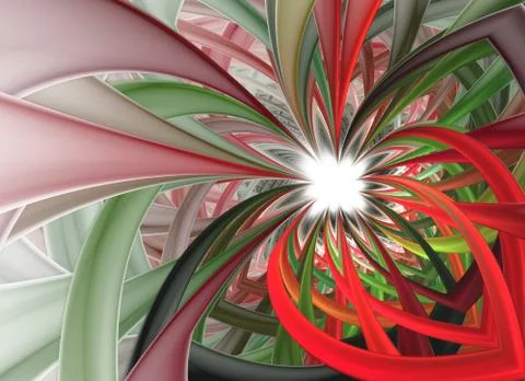 Spiral Petal Fireworks computer-generated image. Abstract fractal of Beautifu Stock Illustration