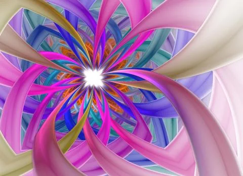Spiral Petal Fireworks computer-generated image. Abstract fractal of Beautifu Stock Illustration