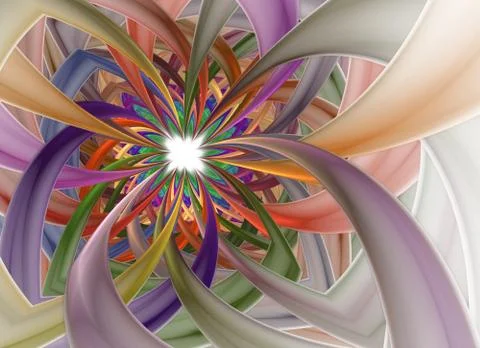 Spiral Petal Fireworks computer-generated image. Abstract fractal of Beautifu Stock Illustration