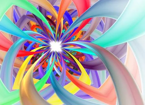 Spiral Petal Fireworks computer-generated image. Abstract fractal of Beautifu Иллюстрация