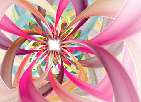 Spiral Petal Fireworks computer-generated image. Abstract fractal of Beautifu イラスト素材