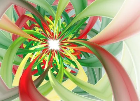 Spiral Petal Fireworks computer-generated image. Abstract fractal of Beautifu Stock Illustration