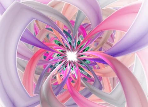 Spiral Petal Fireworks computer-generated image. Abstract fractal of Beautifu Stock Illustration
