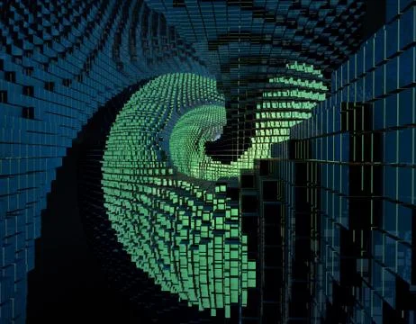Spiral pipeline, network technology data transmission and link Illustrazione stock