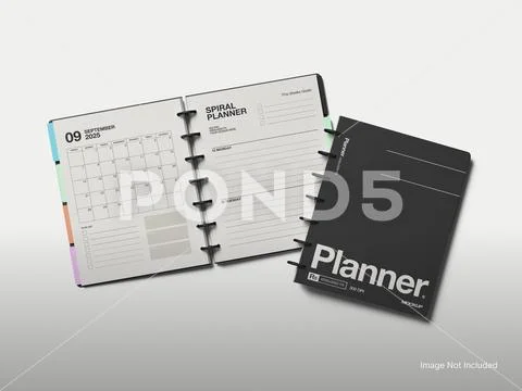 Spiral Planner Mockup - Front and Back View Template PSD