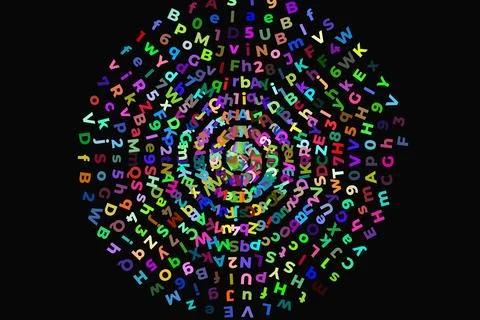 Spiral random colored letters ideal as concept dyslexia or school and alpha.. Stock Illustration