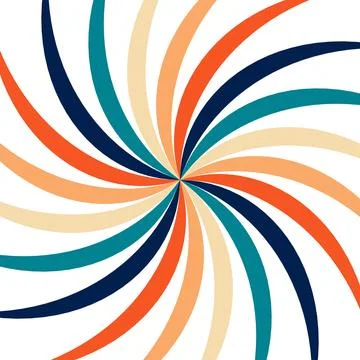 Spiral retro sunburst pattern background. Swirl groovy sun rays. Psychedelic Stock Illustration