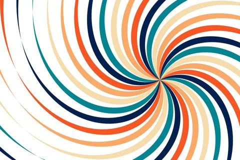 Spiral retro sunburst pattern background. Swirl groovy sun rays. Psychedelic Illustrazione stock