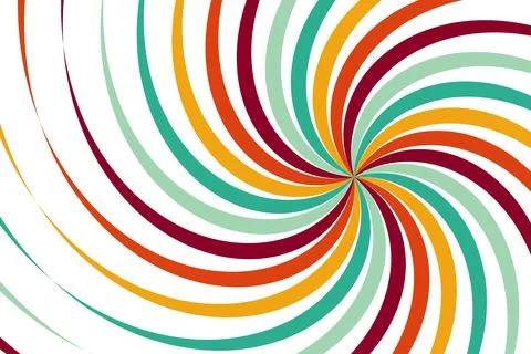 Spiral retro sunburst pattern background. Swirl groovy sun rays. Psychedelic Stock Illustration