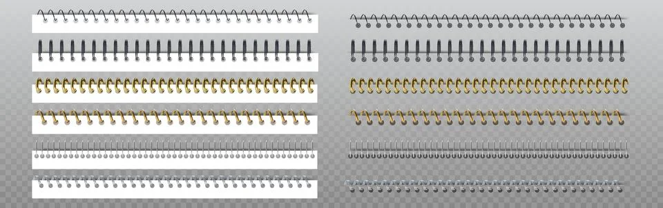 Spiral ring binder elements with metallic coils イラスト素材
