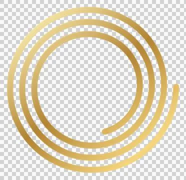 Spiral ring brush circle frame in gold metallic isolated on transparent Stockillustratie