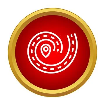 Spiral road path with destination pin location icon Stock Illustration